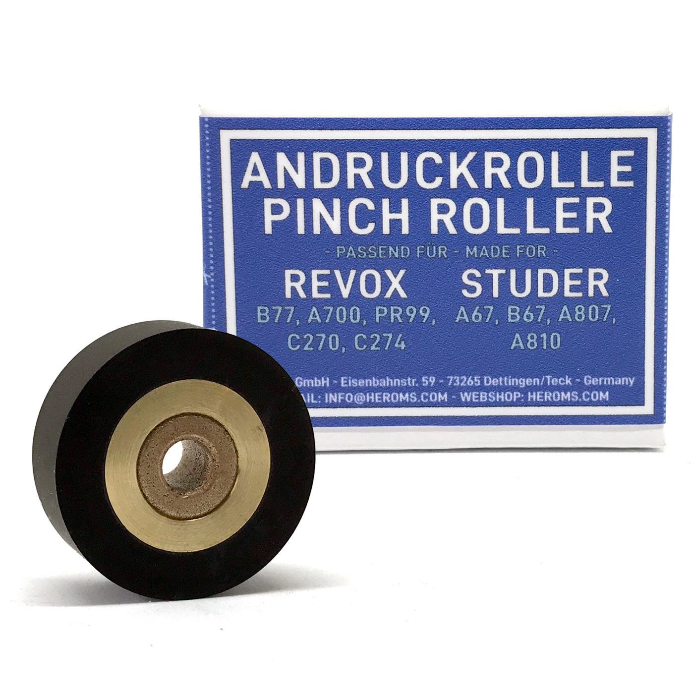 Pressure roller for Revox B77, A700, PR99, C270, C274 and Studer A67, B67, A807, A810