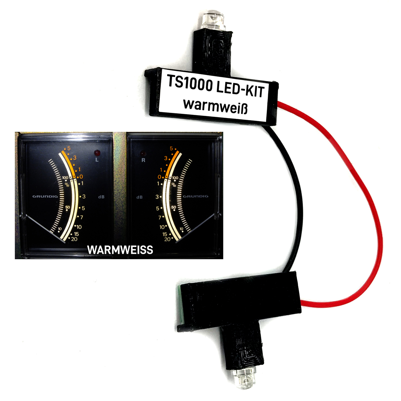 VU meter lighting LED conversion kit for Grundig TS1000 in warm white