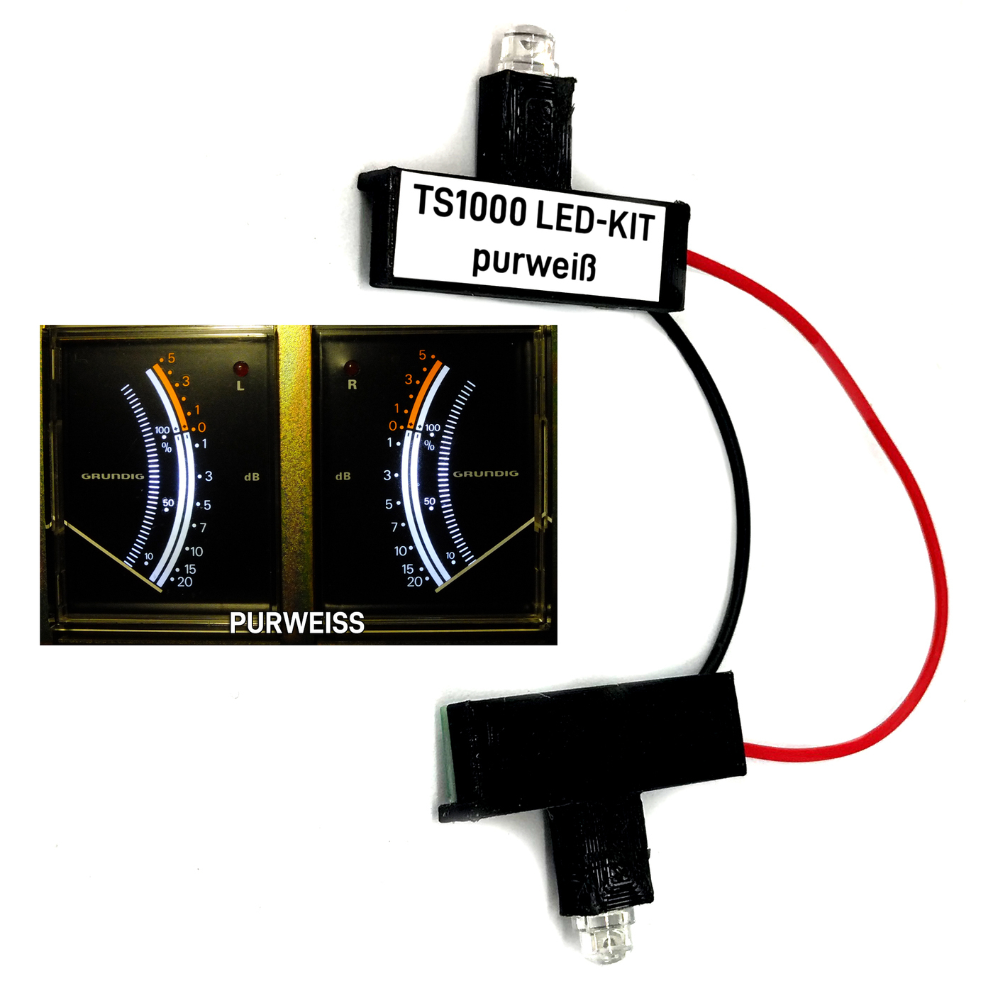 VU meter lighting LED conversion kit for Grundig TS1000 in pure white