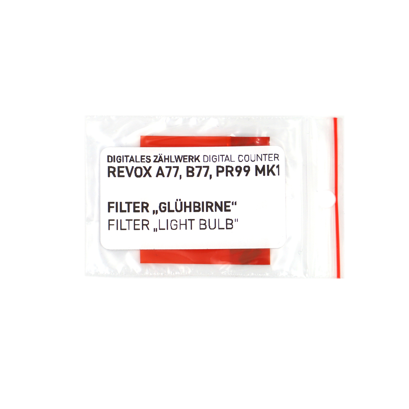 Filter film &#39;light bulb&#39; for digital counter Revox A77, B77 and PR99 MK1