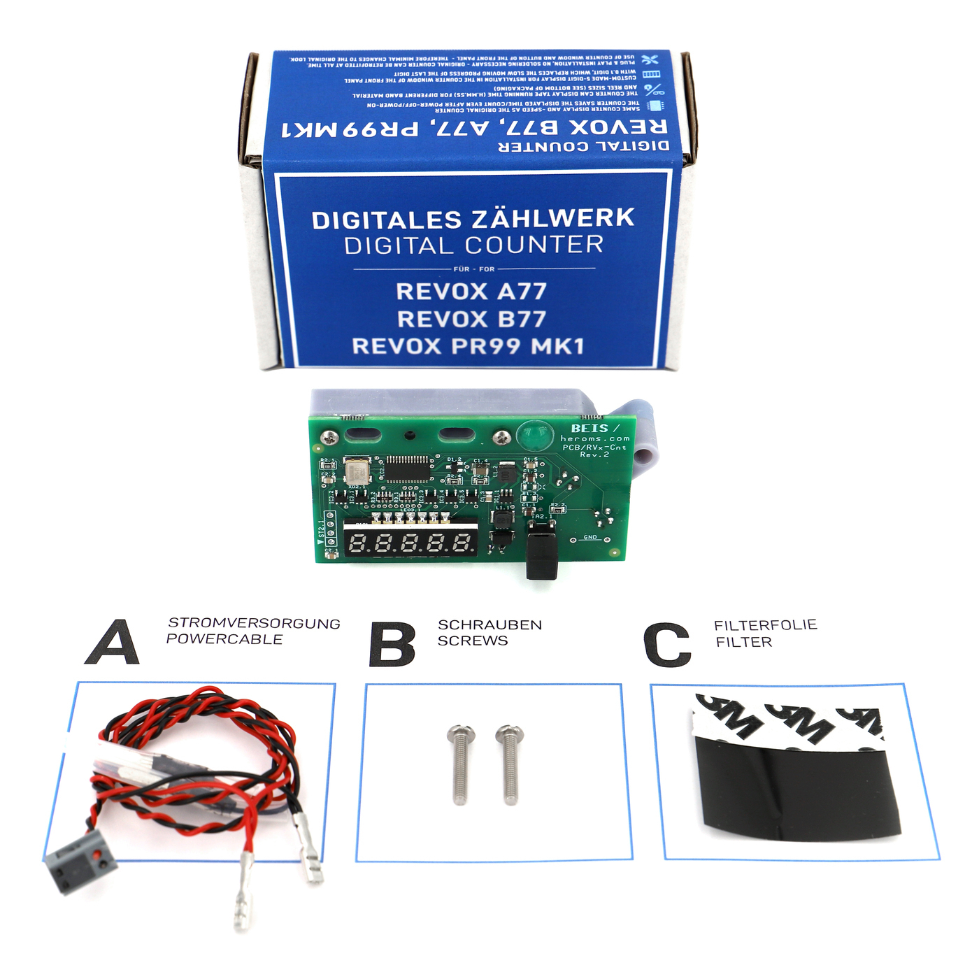 Digital counter for Revox A77, B77 & PR99 MK1