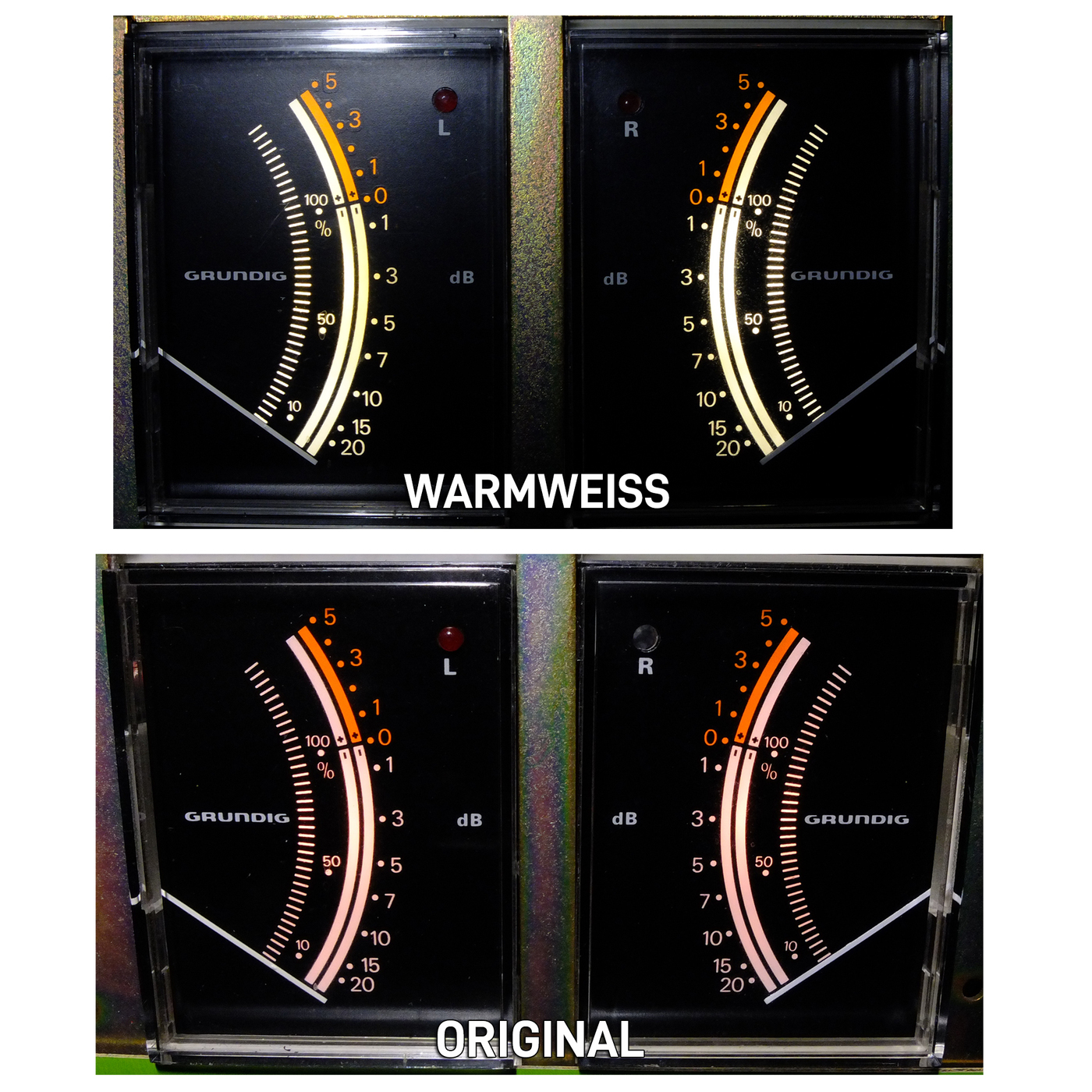 VU meter lighting LED conversion kit for Grundig TS1000 in warm white