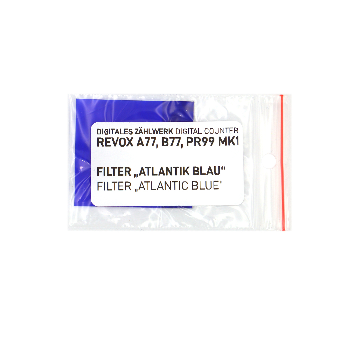 Filter foil &#39;LED Atlantic Blue&#39; for digital counter Revox A77, B77 and PR99 MK1