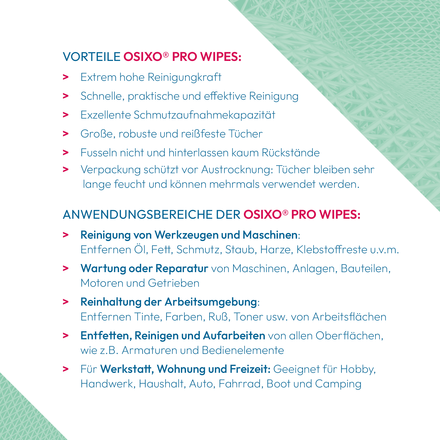 OSiXO Pro Wipes Reinigungstücher für Werkstatt, Haushalt und Hobby (90er Set) in Spender-Dose