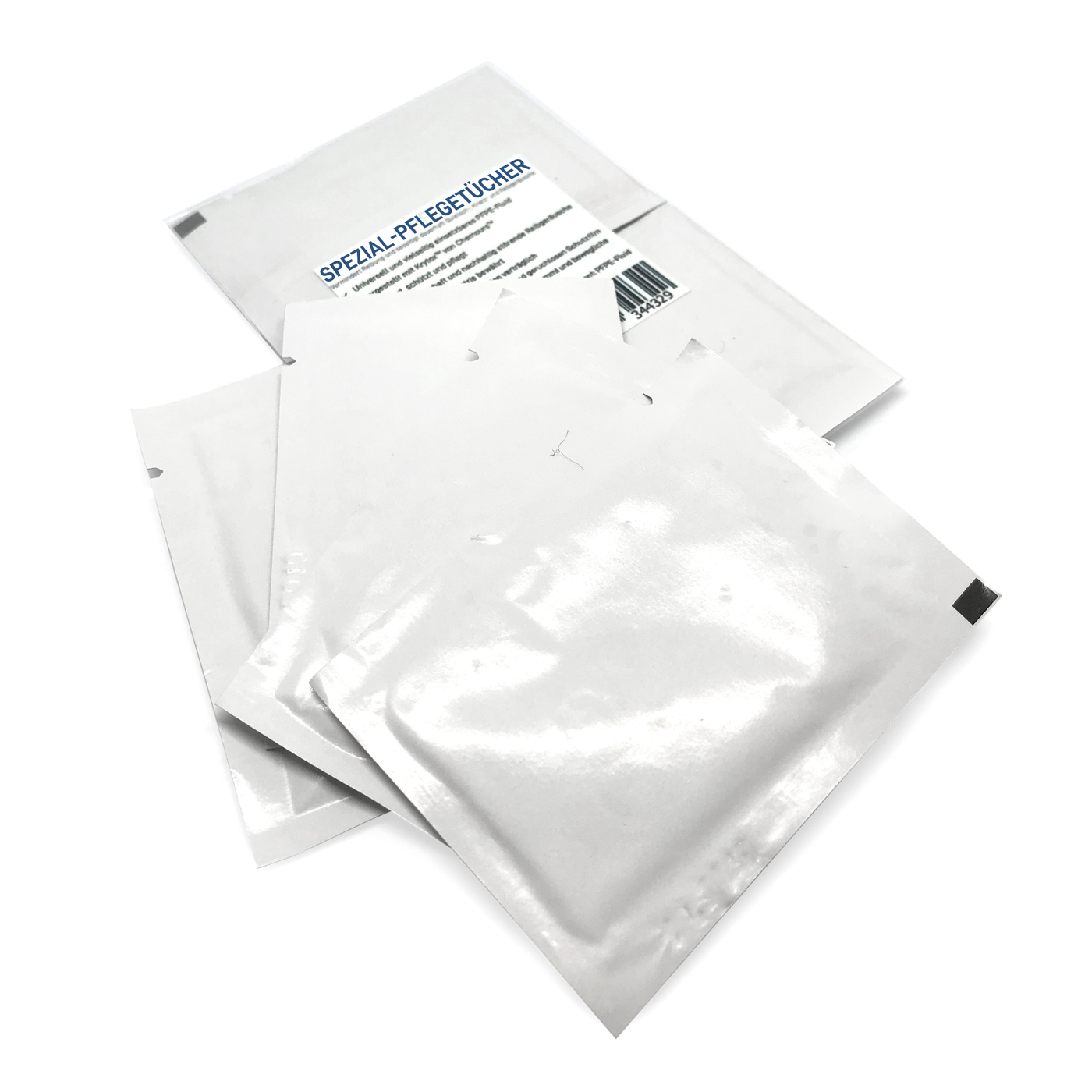 Spezial-Pflegetücher mit PFPE-Fluid (Krytox™) getränkt in Sachets
