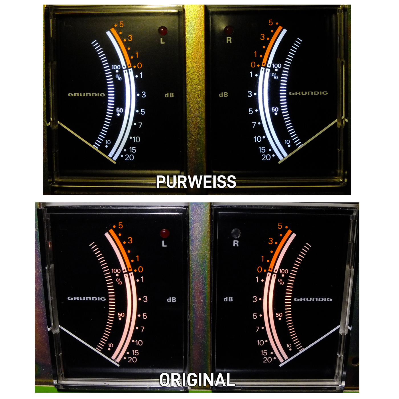 VU meter lighting LED conversion kit for Grundig TS1000 in pure white