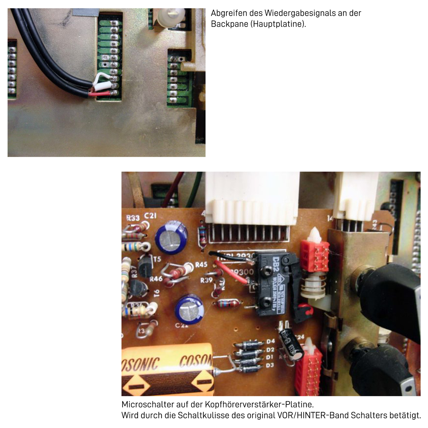 VU meter switching front/back band for Grundig TS1000