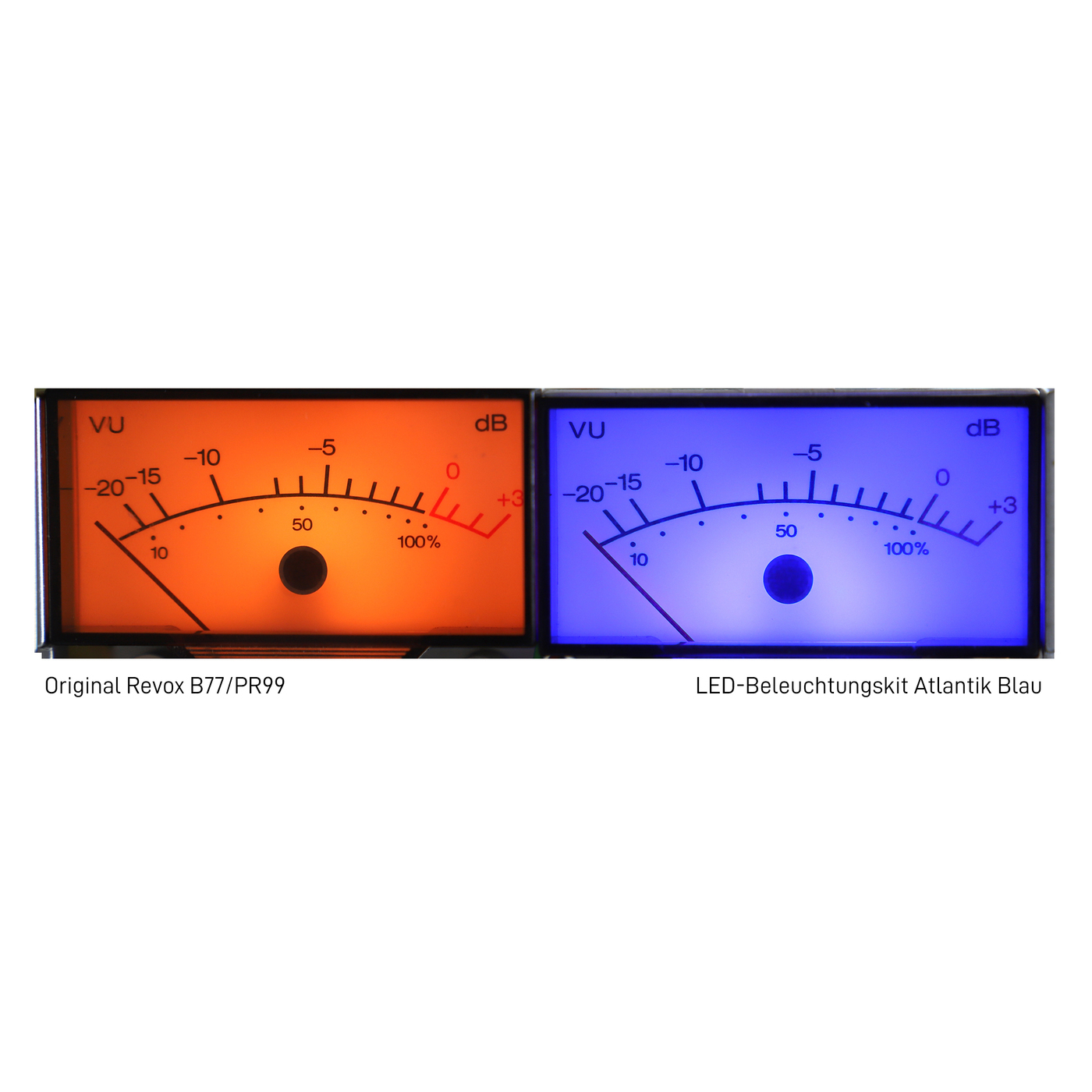 VU meter LED lighting kit for Revox B77 / PR99 in Atlantic blue