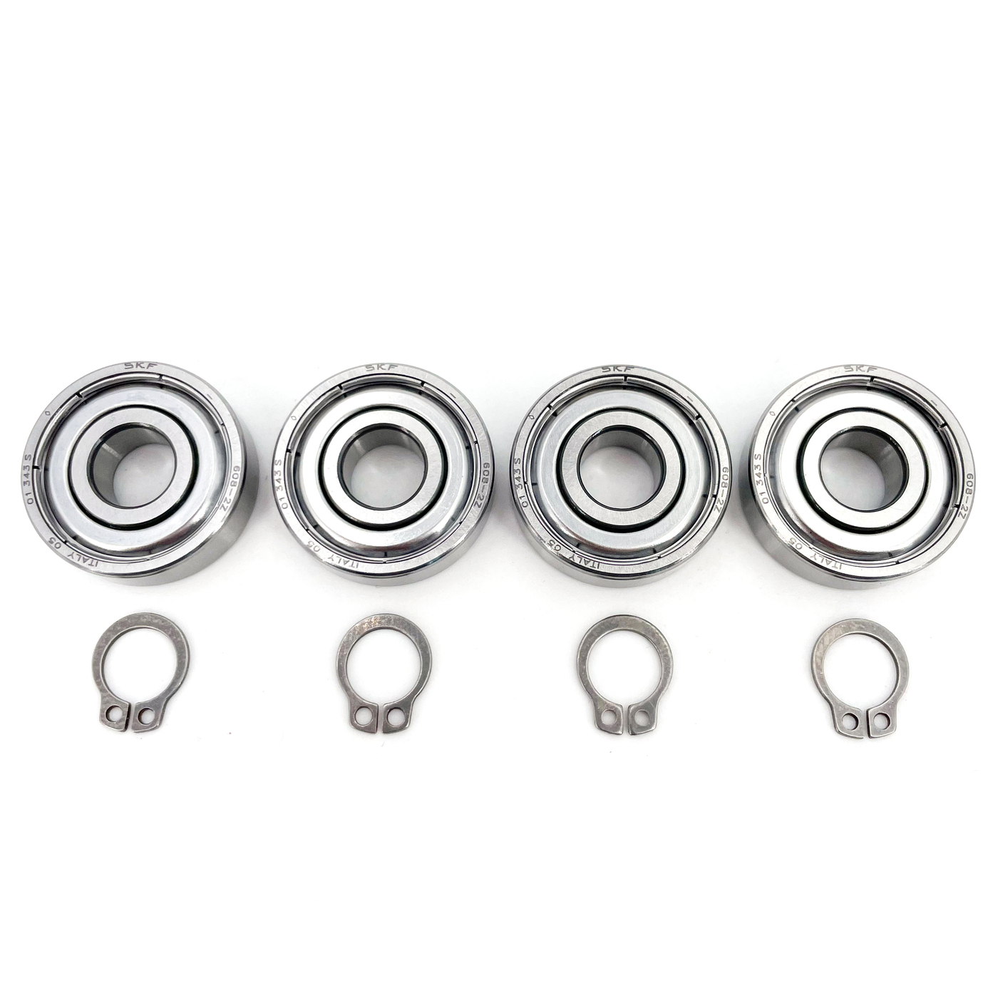 Ball bearings + circlips, etc. for Papst winding motor shafts of various tape recorders (set of 8)