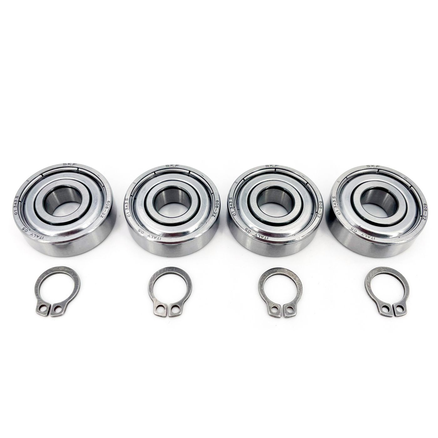 Ball bearings + circlips, etc. for Papst winding motor shafts of various tape recorders (set of 8)